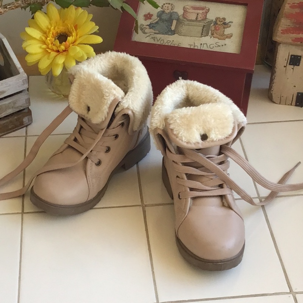 ‘Olivia Miller Girl’ Pale Pink Lace Up Ankle Boots